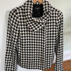 Talbot's Black & White Houndstooth Moto Jacket size 6